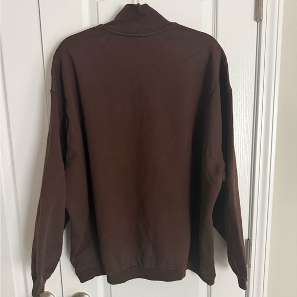 SKIMS Boyfriend Fleece Half Zip Pullover - Espresso - Picture 4 of 8